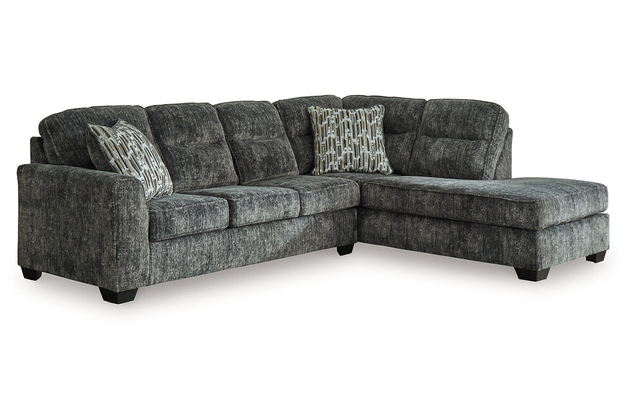 Ashley Lonoke Gunmetal 2-Piece Sectional with Chaise 50504S2