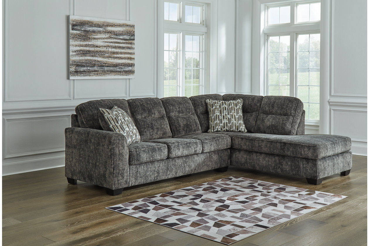 Ashley Lonoke Gunmetal 2-Piece Sectional with Chaise 50504S2