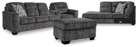 Lonoke Gunmetal 2-Piece Sectional, Oversized Chair and Ottoman from Ashley - Luna Furniture