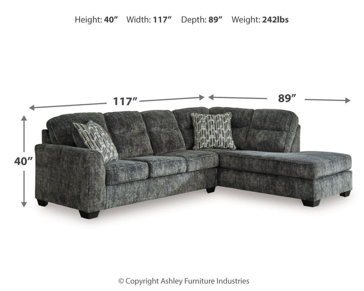 Lonoke Gunmetal 2-Piece Sectional with Ottoman from Ashley - Luna Furniture