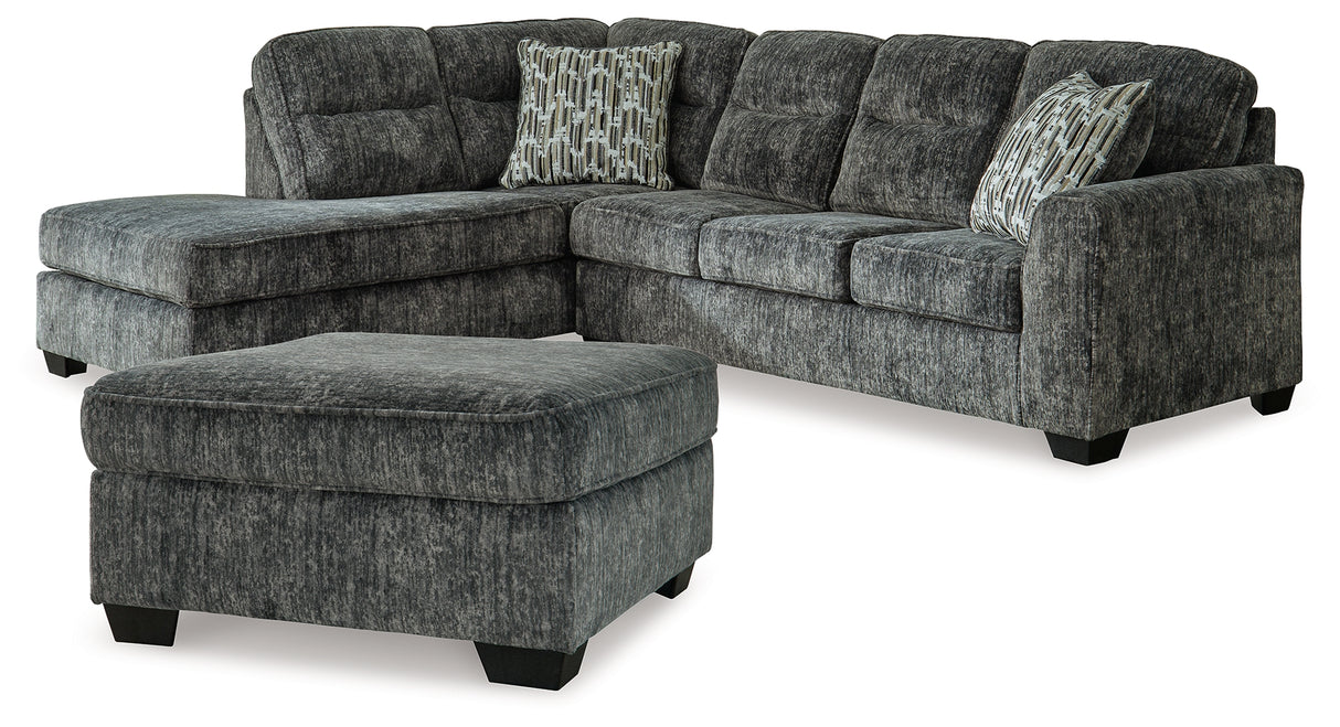 Lonoke Gunmetal 2-Piece Sectional with Ottoman from Ashley - Luna Furniture