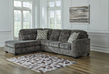 Lonoke Gunmetal 2-Piece Sectional with Ottoman from Ashley - Luna Furniture