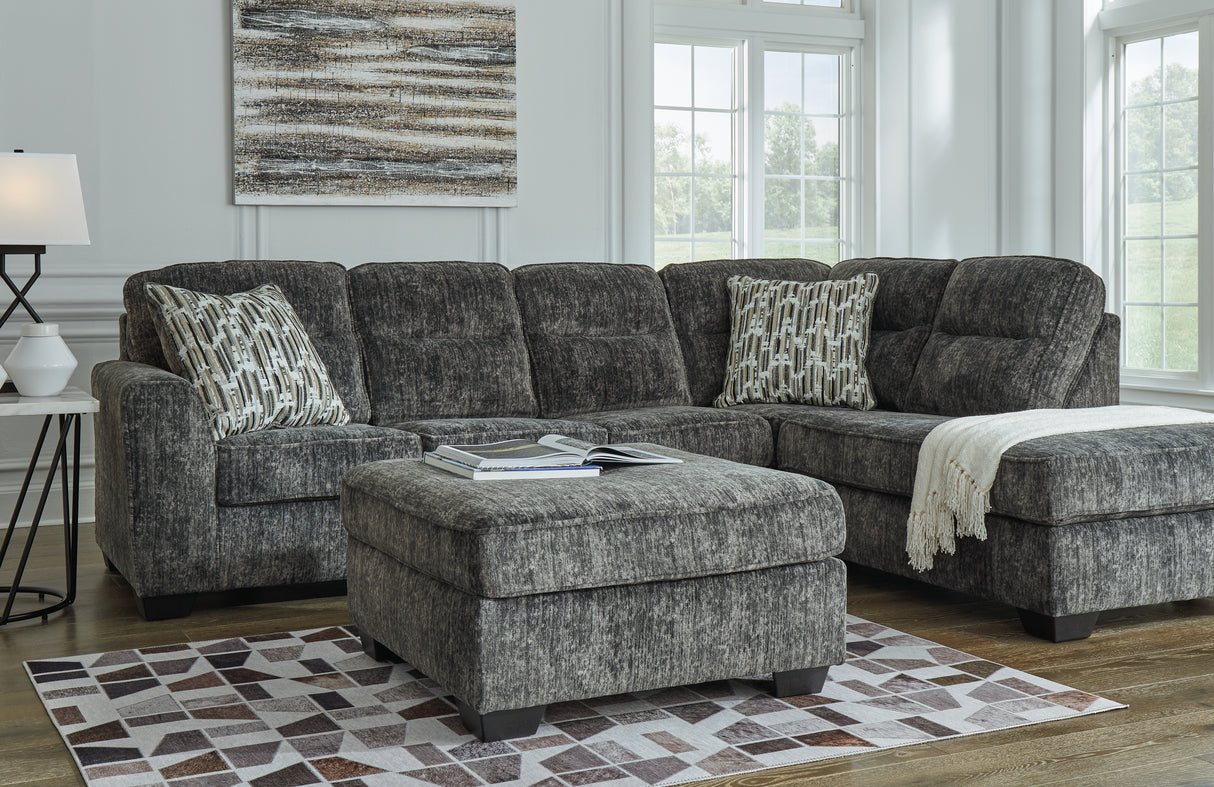 Lonoke Gunmetal 2-Piece Sectional with Ottoman from Ashley - Luna Furniture