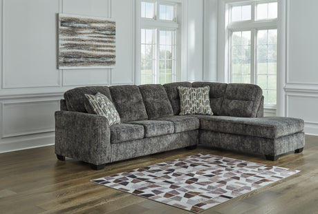 Lonoke Gunmetal 2-Piece Sectional with Ottoman from Ashley - Luna Furniture