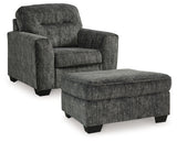 Lonoke Gunmetal Chair and Ottoman from Ashley - Luna Furniture