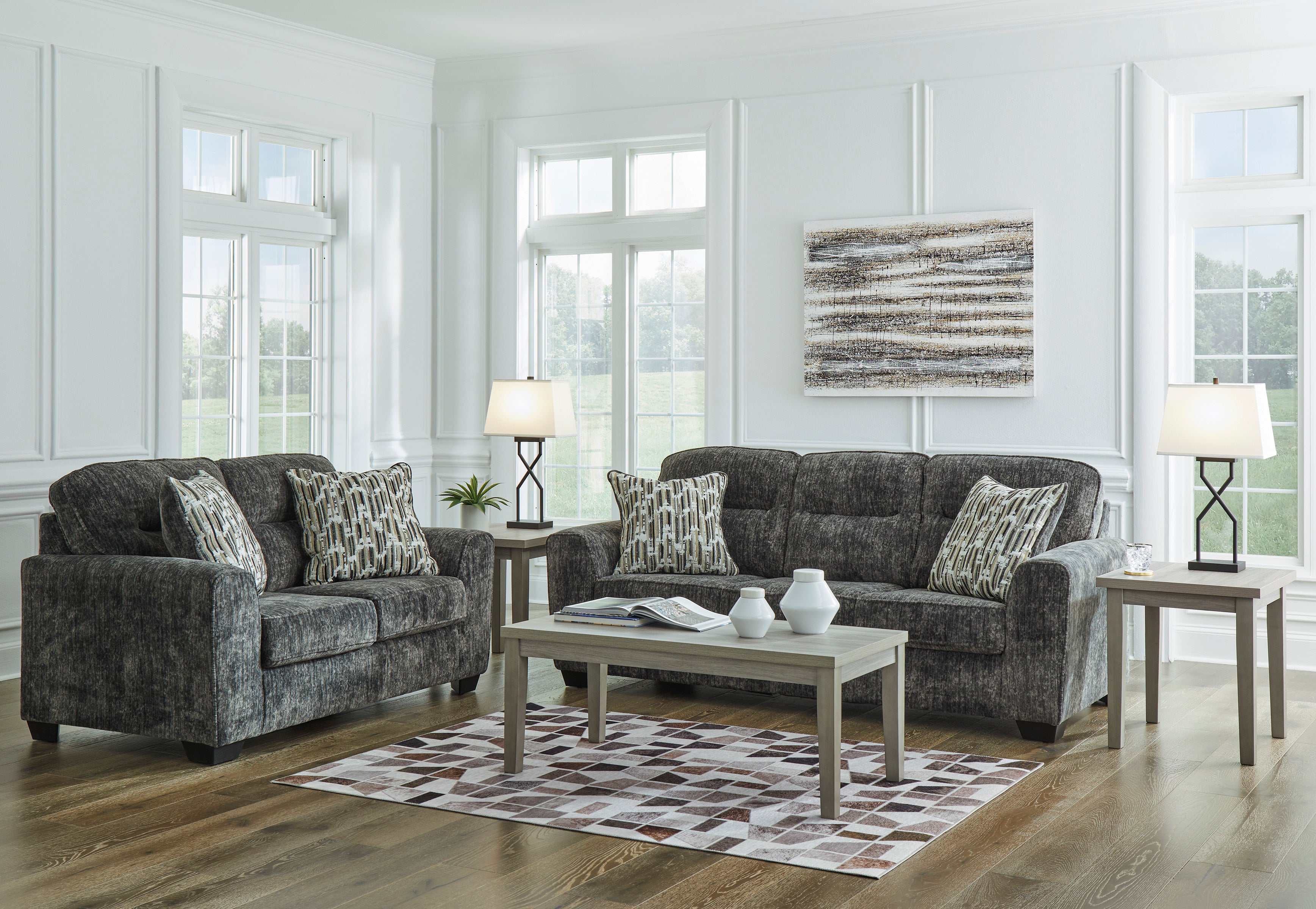 Lonoke Gunmetal Living Room Set – Luna Furniture
