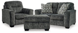 Lonoke Gunmetal Loveseat, Oversized Chair and Ottoman from Ashley - Luna Furniture