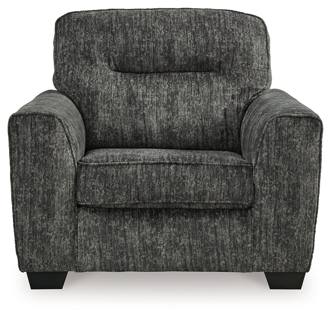 Lonoke Gunmetal Loveseat, Oversized Chair and Ottoman from Ashley - Luna Furniture