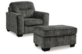 Lonoke Gunmetal Oversized Chair and Ottoman from Ashley Furniture - Luna Furniture