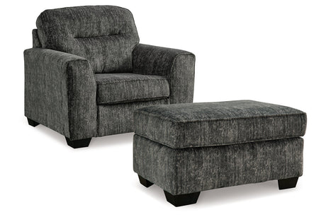 Lonoke Gunmetal Oversized Chair and Ottoman from Ashley - Luna Furniture