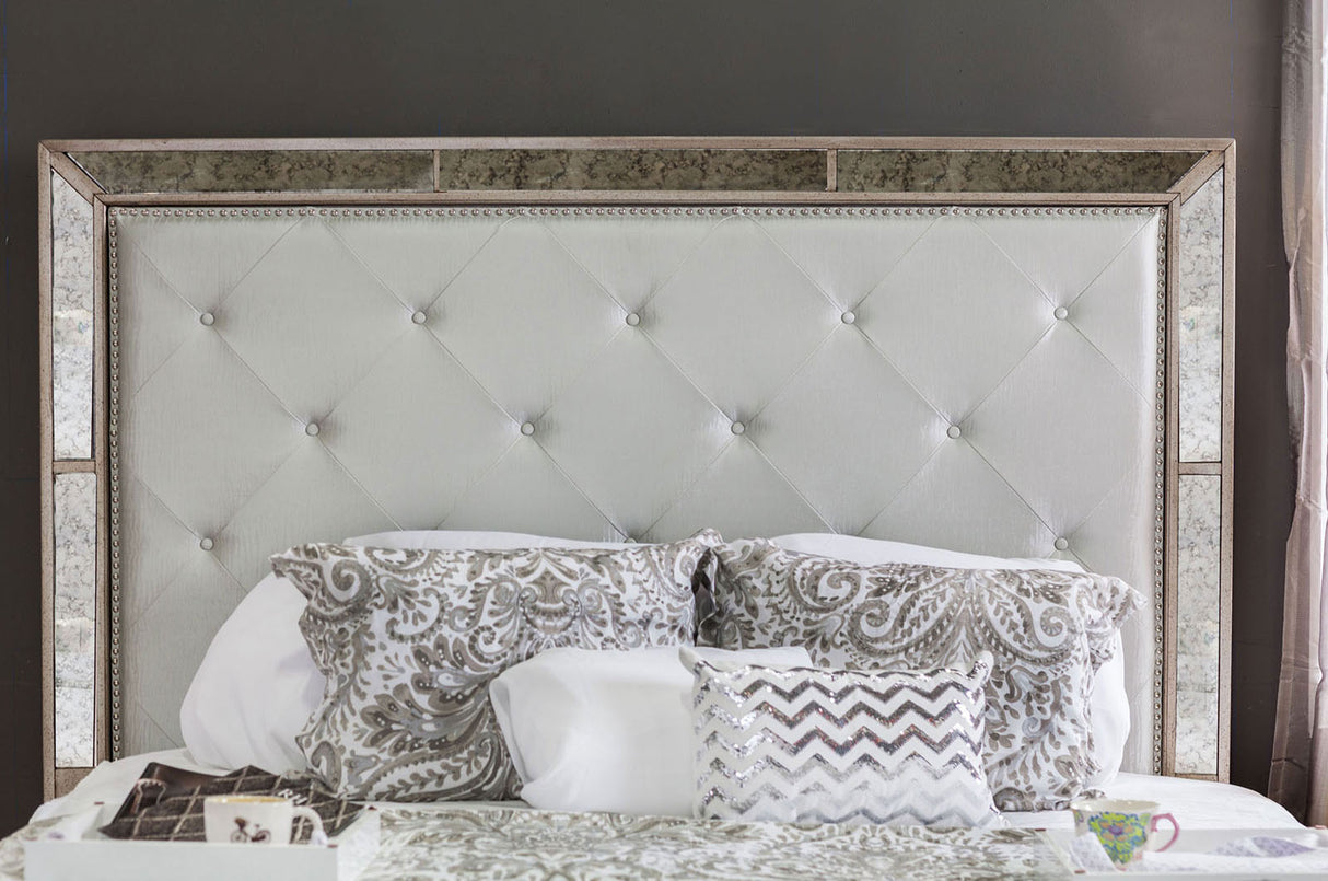 Loraine Champagne Tufted King Panel Bed from Furniture of America - Luna Furniture
