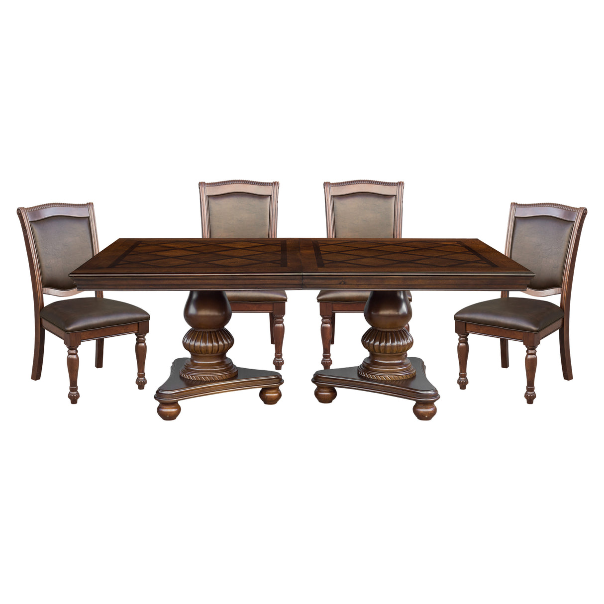 Lordsburg Brown Chery 5-Piece 103" Double Pedestal Extendable Dining Set from Homelegance - Luna Furniture