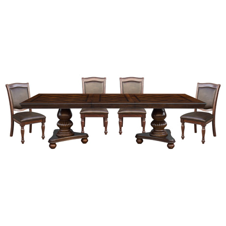 Lordsburg Brown Chery 5-Piece 103" Double Pedestal Extendable Dining Set from Homelegance - Luna Furniture