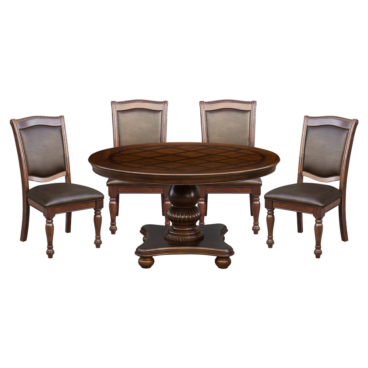 Lordsburg Brown Chery 5-Piece 54" Round Dining Set from Homelegance - Luna Furniture