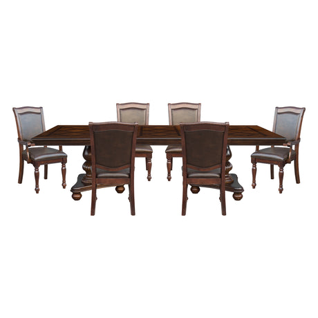 Lordsburg Brown Chery 7-Piece 103" Double Pedestal Extendable Dining Set from Homelegance - Luna Furniture