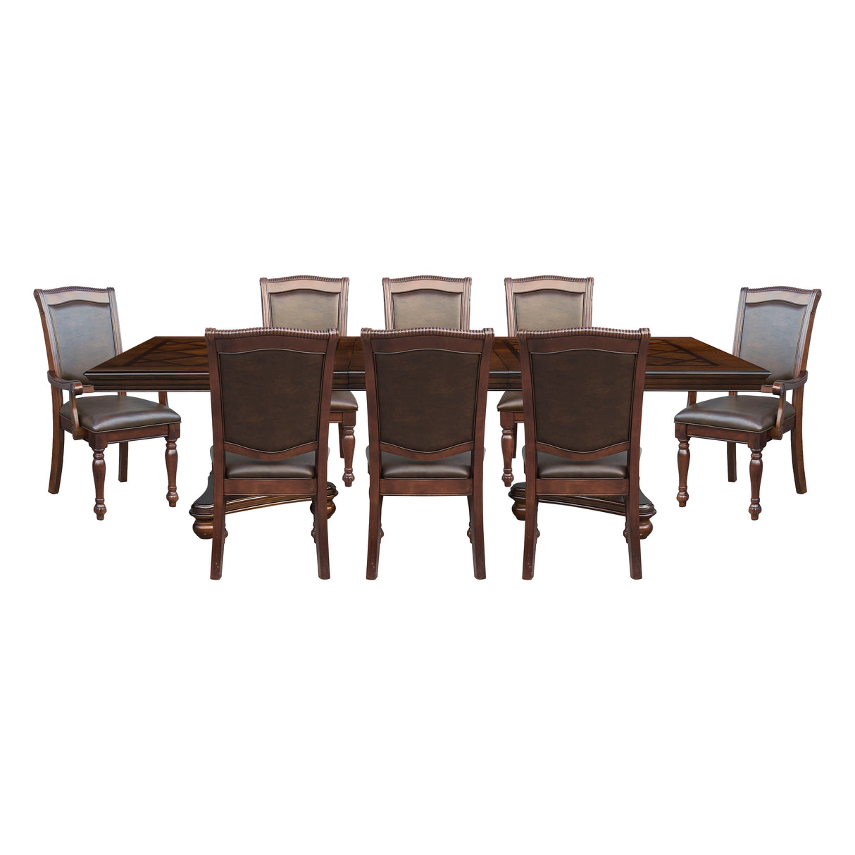 Lordsburg Brown Chery 9-Piece 103" Double Pedestal Extendable Dining Set from Homelegance - Luna Furniture