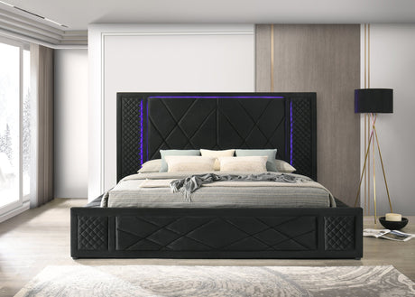 Lorenzo Black LED King Storage Platform Bed from Happy Homes - Luna Furniture