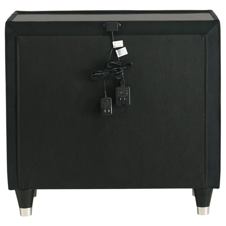 Lorient Black 2-Drawer LED Nightstand with USB from Coaster - Luna Furniture