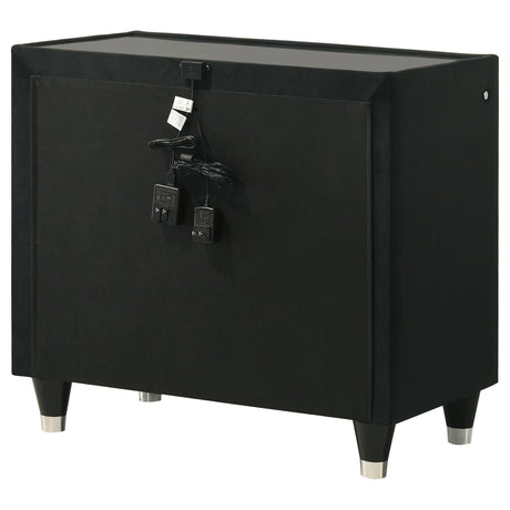 Lorient Black 2-Drawer LED Nightstand with USB from Coaster - Luna Furniture