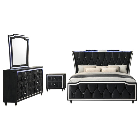 Lorient Black 4-Piece Eastern King Bedroom Set from Coaster - Luna Furniture