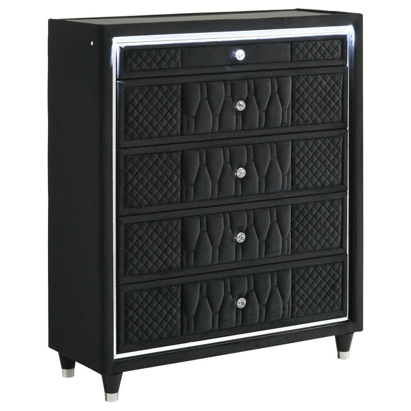Lorient Black 5-Drawer LED Chest