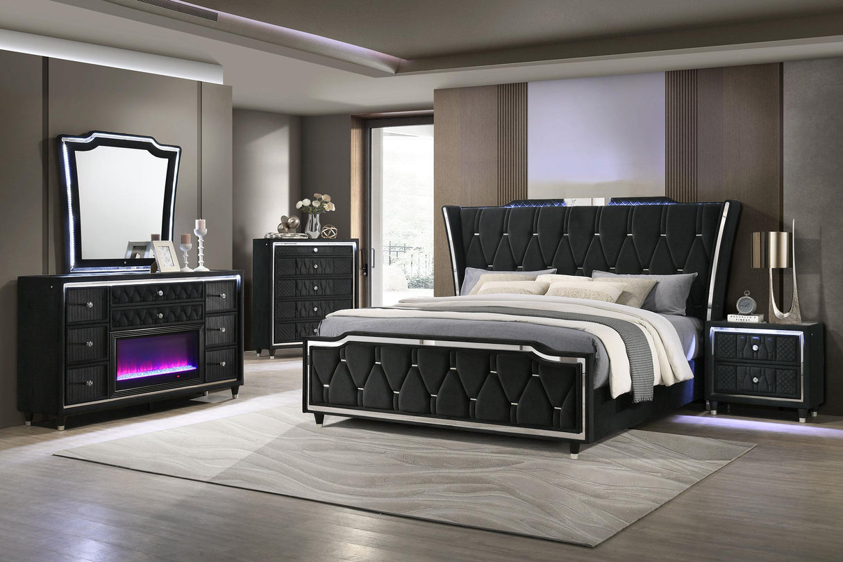 Lorient Black 5-Drawer LED Chest from Coaster - Luna Furniture