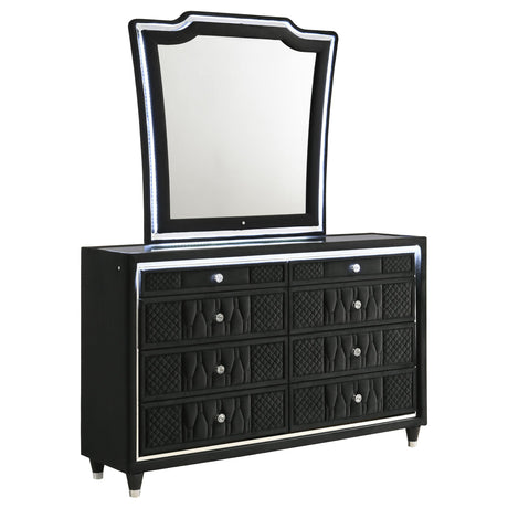 Lorient Black 8-Drawer LED Dresser with Mirror from Coaster - Luna Furniture