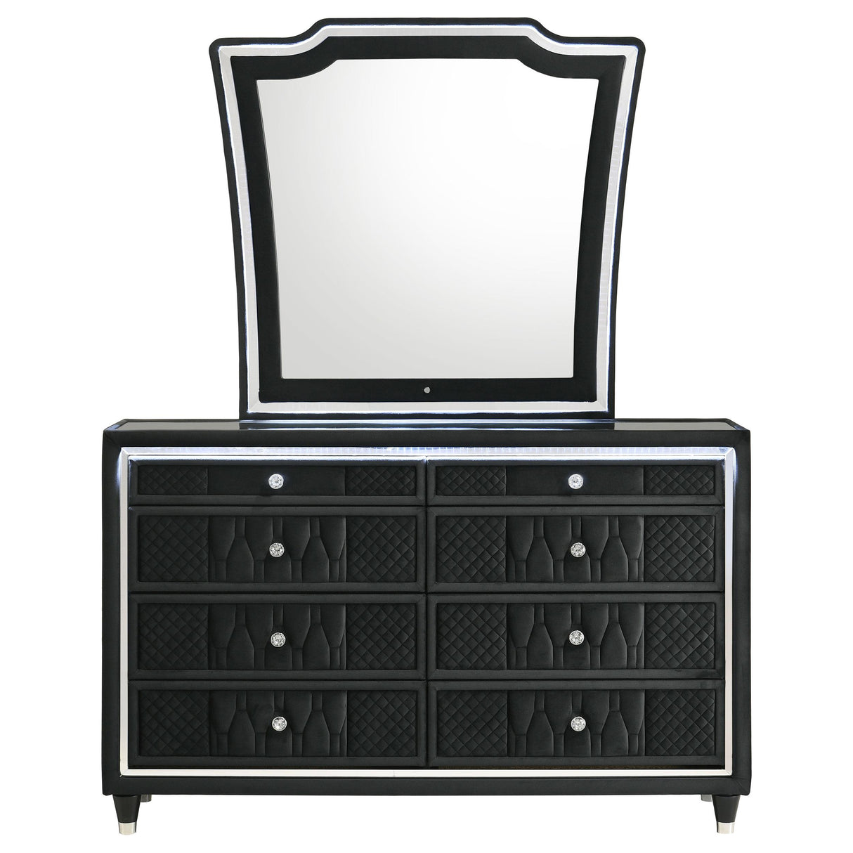 Lorient Black 8-Drawer LED Dresser with Mirror from Coaster - Luna Furniture