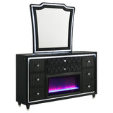 Lorient Black 8-Drawer LED Flame Box Dresser and Mirror from Coaster - Luna Furniture