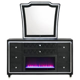 Lorient Black 8-Drawer LED Flame Box Dresser and Mirror from Coaster - Luna Furniture