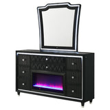 Lorient Black 8-Drawer LED Flame Box Dresser and Mirror from Coaster - Luna Furniture