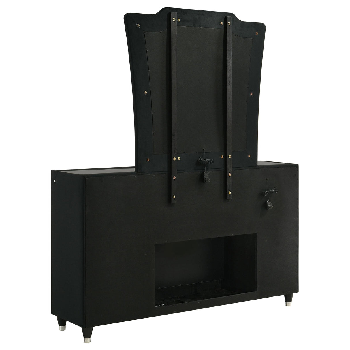 Lorient Black 8-Drawer LED Flame Box Dresser and Mirror from Coaster - Luna Furniture