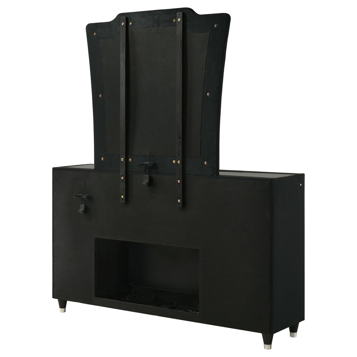 Lorient Black 8-Drawer LED Flame Box Dresser and Mirror from Coaster - Luna Furniture