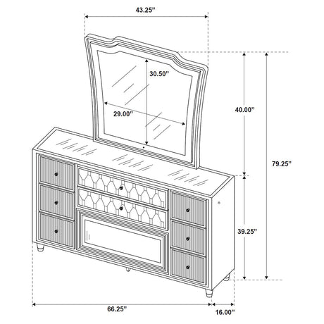 Lorient Black 8-Drawer LED Flame Box Dresser and Mirror from Coaster - Luna Furniture