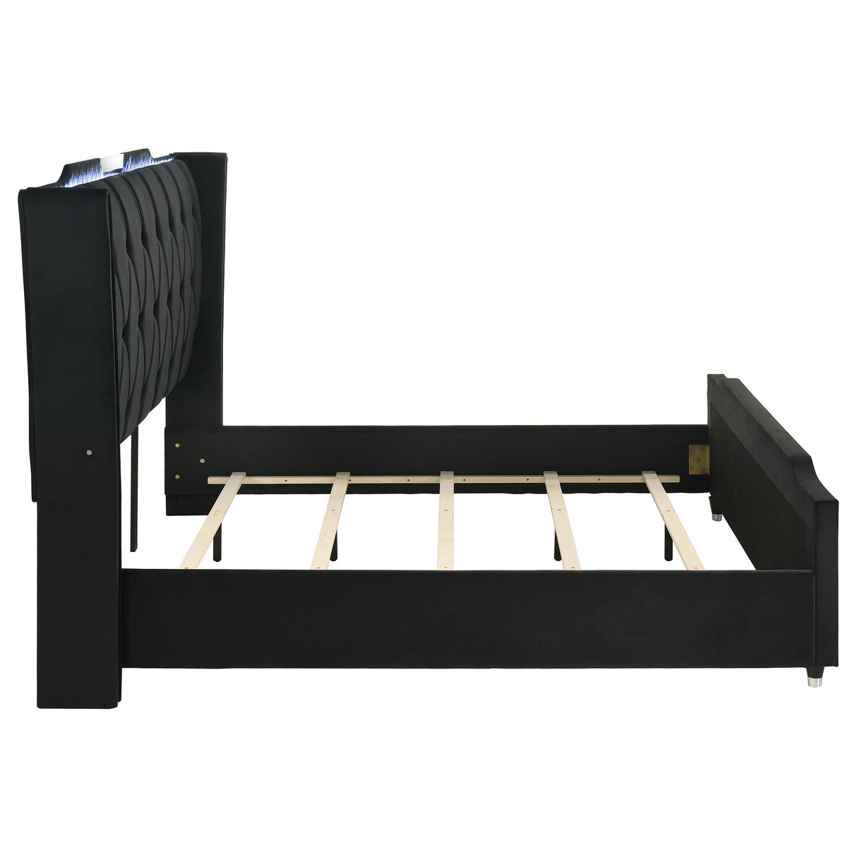 Lorient Black Eastern King LED Upholstered Bed from Coaster - Luna Furniture
