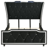 Lorient Black Queen LED Upholstered Wingback Bed from Coaster - Luna Furniture