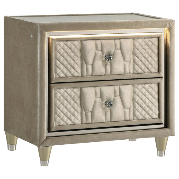 Lorient Ivory and Camel 2-Drawer LED Nightstand with USB
