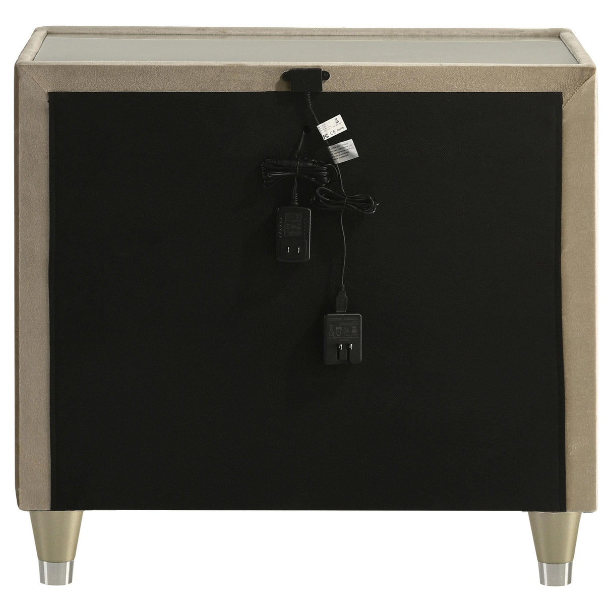 Lorient Ivory and Camel 2-Drawer LED Nightstand with USB from Coaster - Luna Furniture