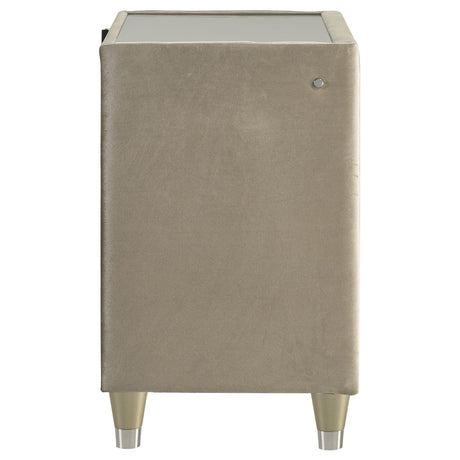 Lorient Ivory and Camel 2-Drawer LED Nightstand with USB from Coaster - Luna Furniture
