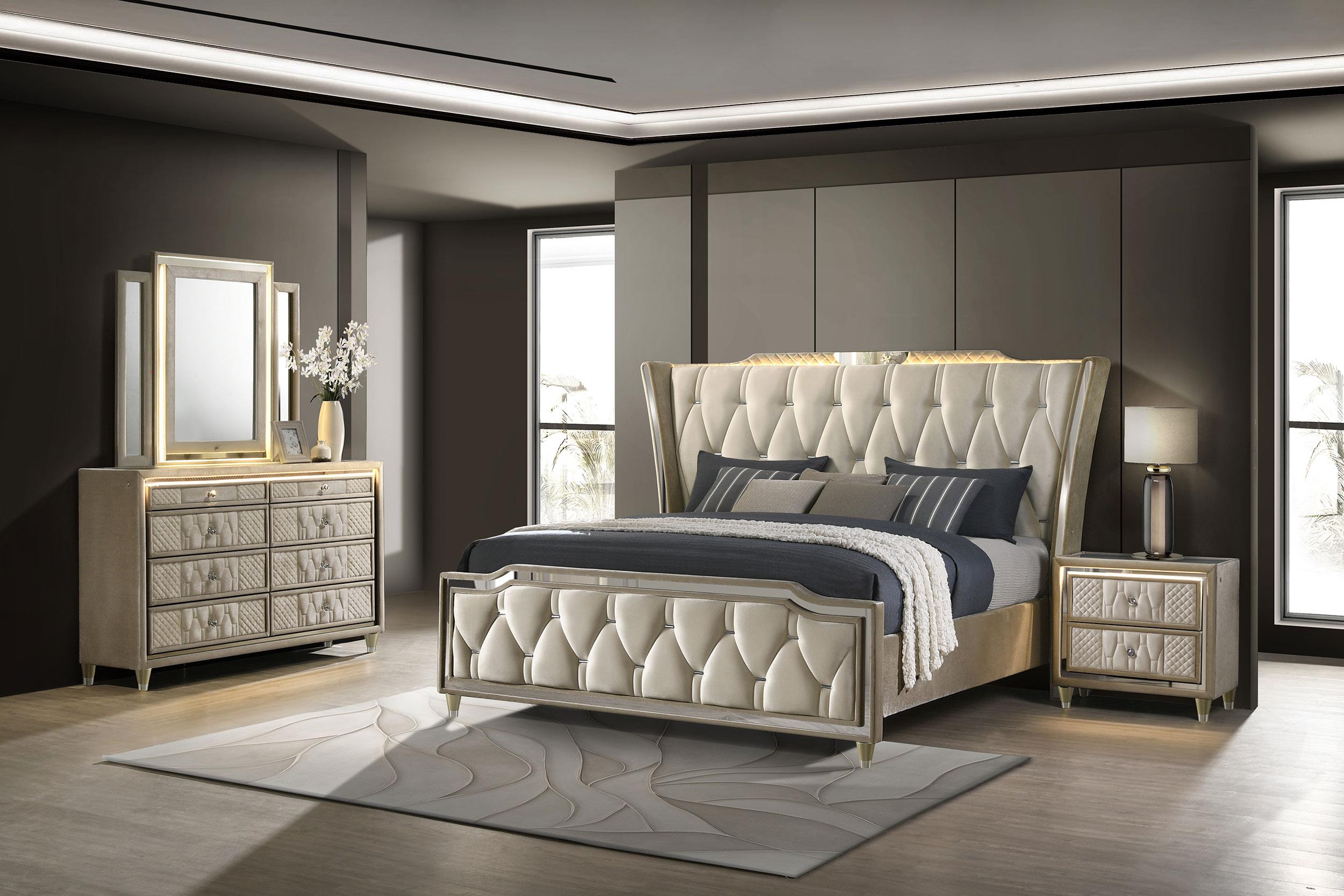 Coaster Lorient Ivory and Camel 4-Piece Eastern King Bedroom Set