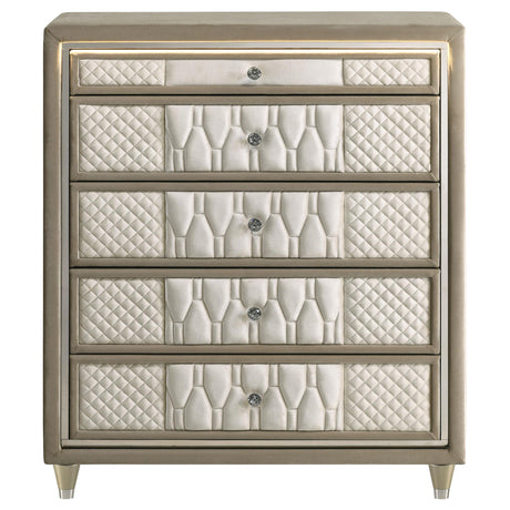 Lorient Ivory and Camel 5-Drawer LED Chest from Coaster - Luna Furniture