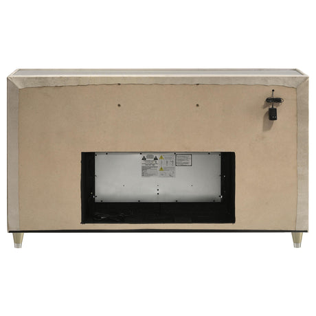 Lorient Ivory and Camel 8-Drawer LED Bedroom Flame Box Dresser from Coaster - Luna Furniture