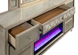 Lorient Ivory and Camel 8-Drawer LED Bedroom Flame Box Dresser from Coaster - Luna Furniture