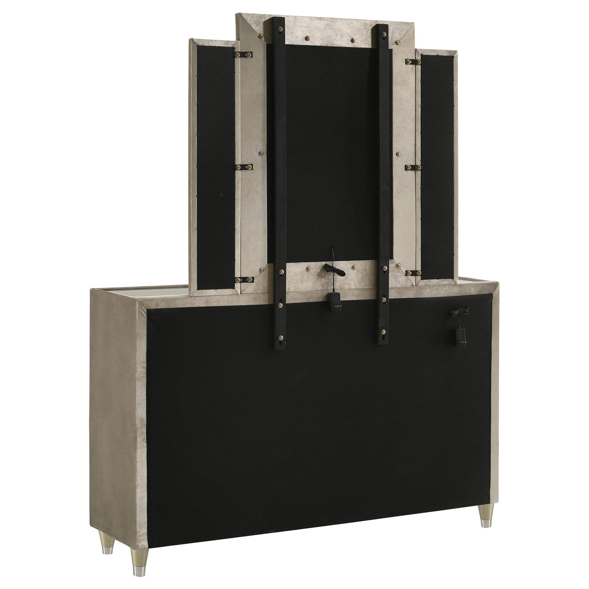 Lorient Ivory and Camel 8-Drawer LED Dresser with Mirror from Coaster - Luna Furniture
