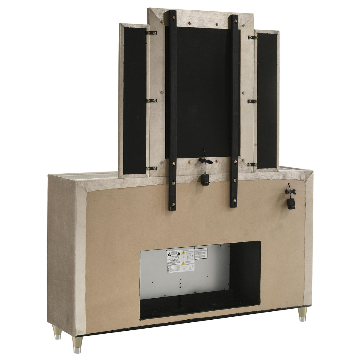 Lorient Ivory and Camel 8-Drawer LED Flame Box Dresser and Mirror from Coaster - Luna Furniture