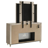 Lorient Ivory and Camel 8-Drawer LED Flame Box Dresser and Mirror from Coaster - Luna Furniture