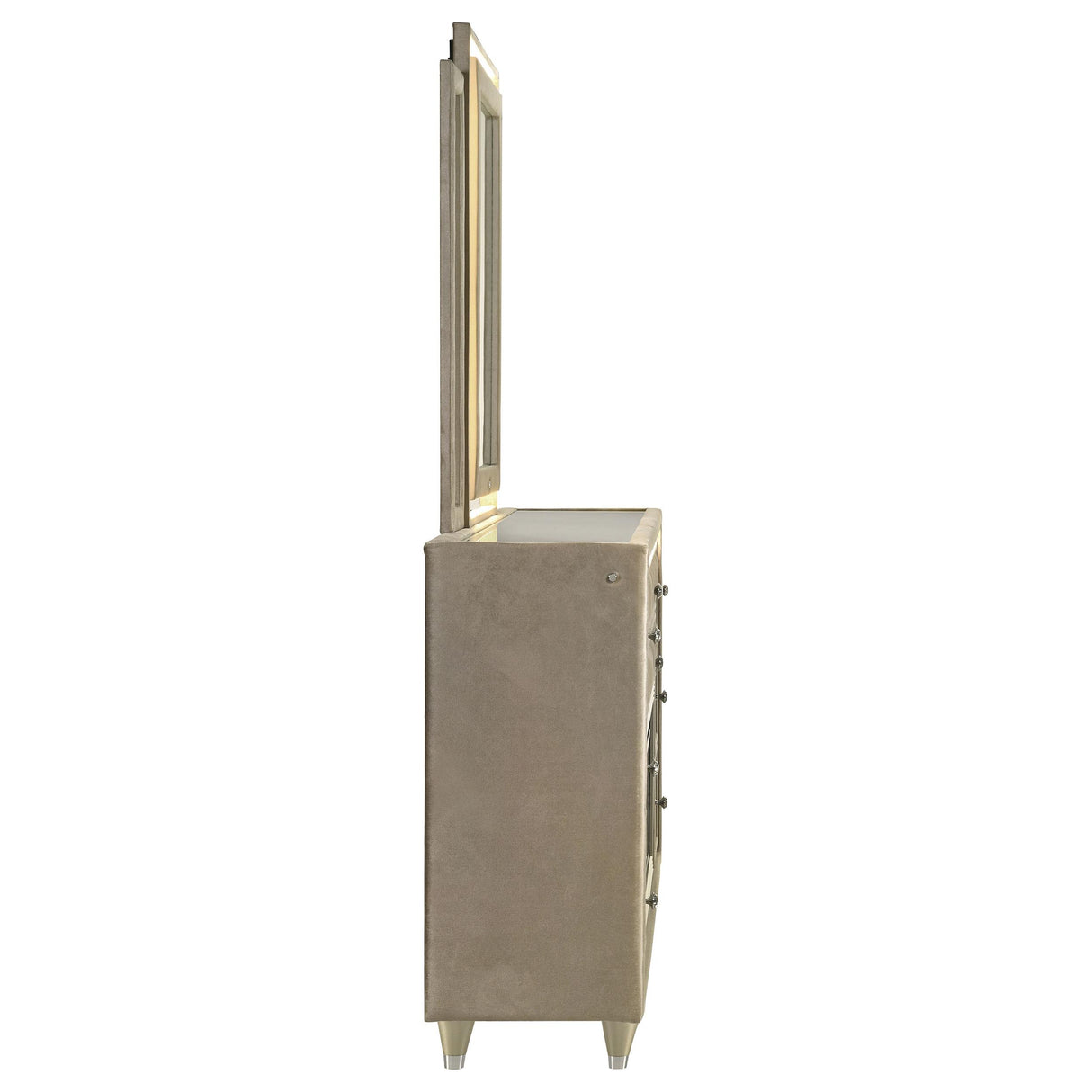 Lorient Ivory and Camel 8-Drawer LED Flame Box Dresser and Mirror from Coaster - Luna Furniture