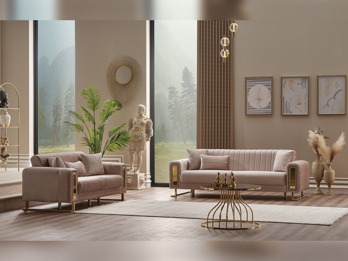Lotus Convertible Loveseat in Cream from Furnia - Luna Furniture