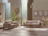 Lotus Convertible Loveseat in Cream from Furnia - Luna Furniture
