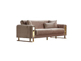 Lotus 3-pieces (Sofa & Loveseat & Chair) Livingroom Set in Cream from Furnia - Luna Furniture